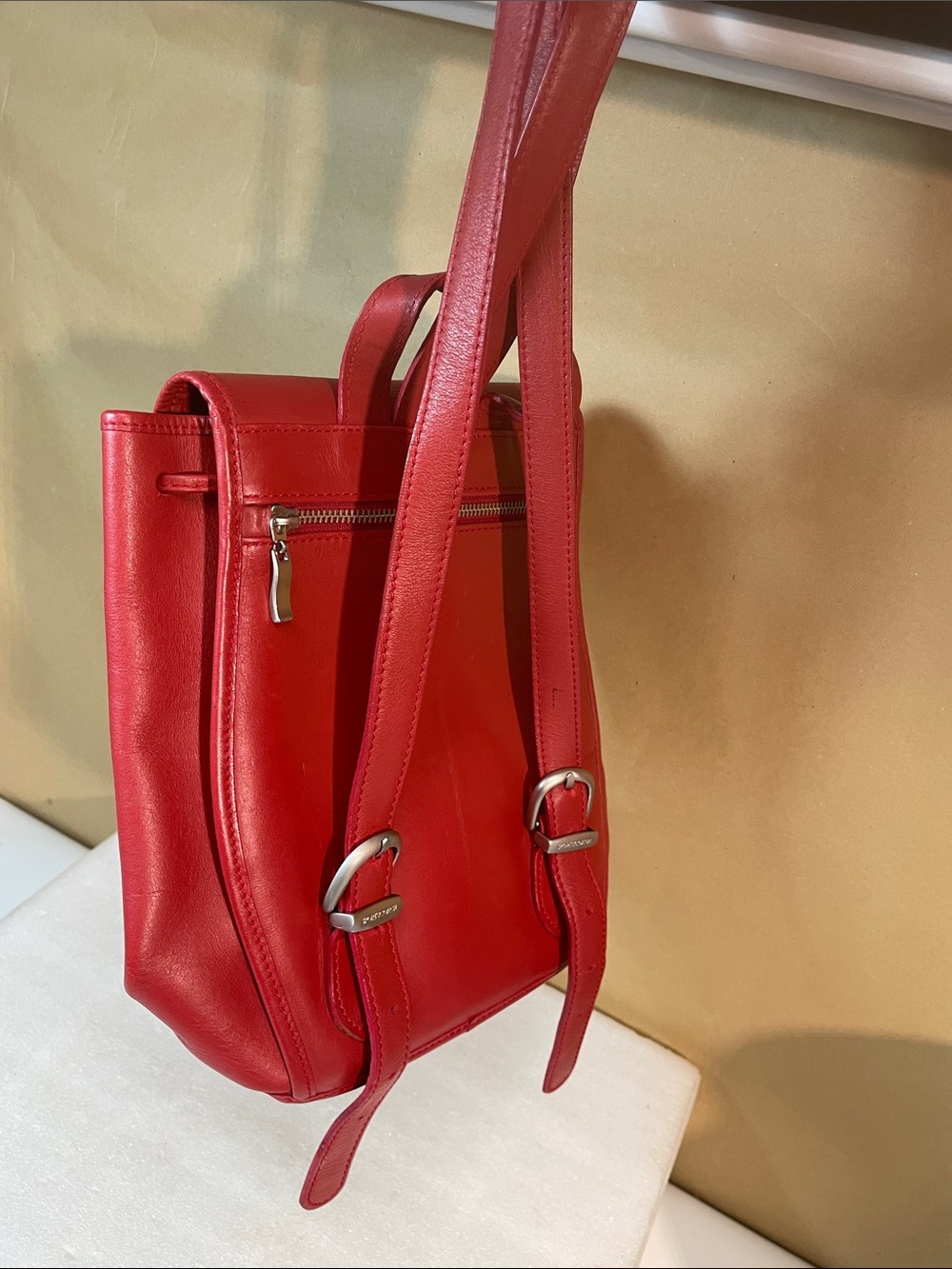 Classic Red Leather Mini Backpack - Picture 2 of 10